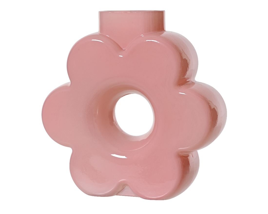 Jarra Vidro Flor Rosa 15cm