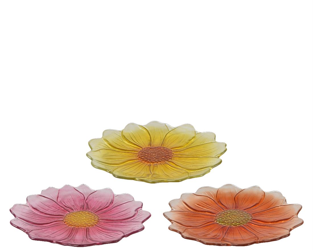 Prato Vidro Flor Sortido 30cm