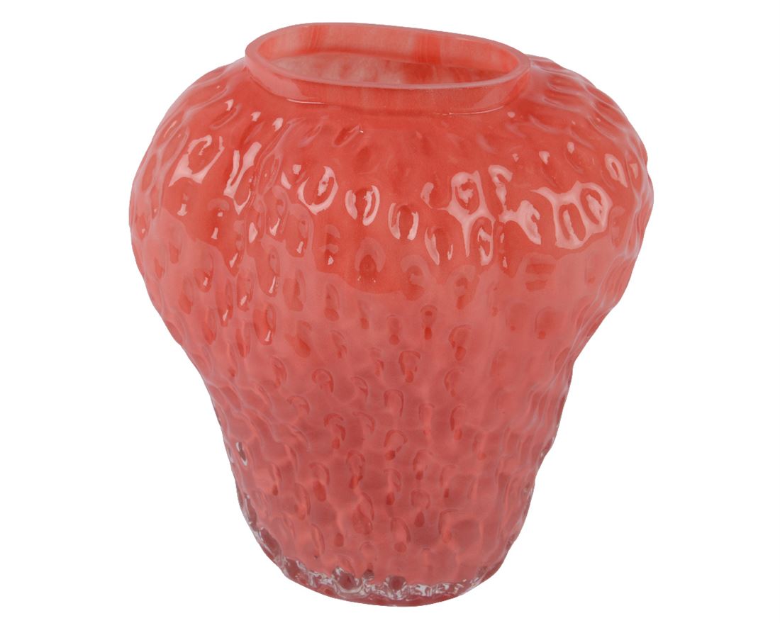 Vaso Vidro Morango Vermelho 18x21cm