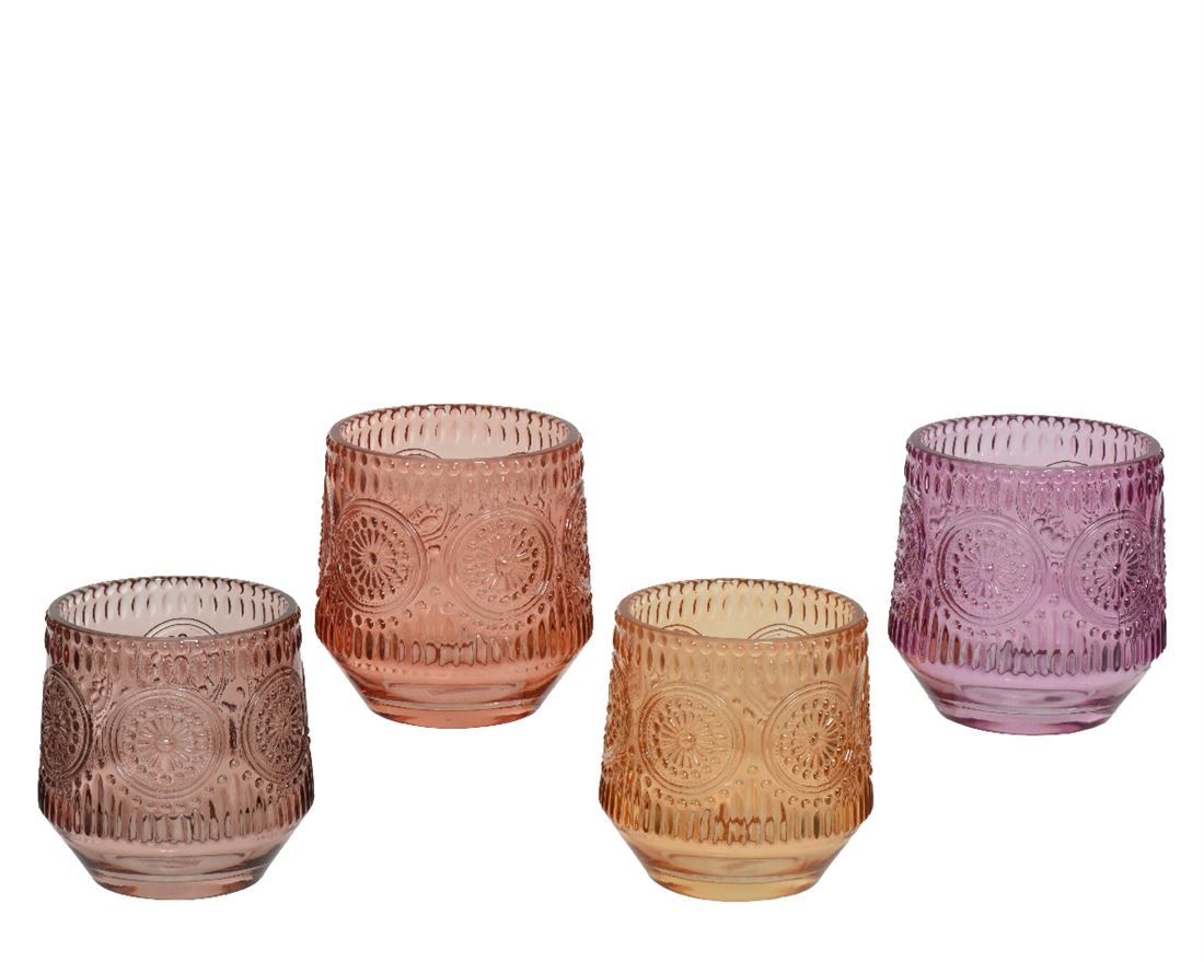 Porta-Velas Vidro Cores Sortidas 10cm
