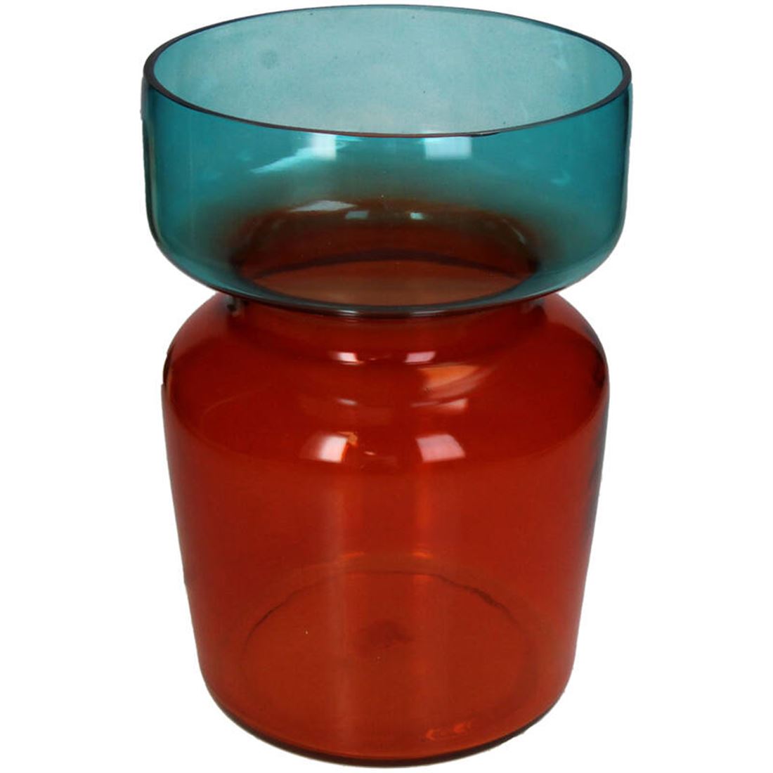 Vaso Vidro Bicolor Vermelho/Azul 25x18cm