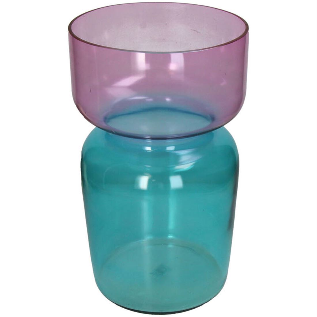 Vaso Vidro Bicolor Azul/Rosa 35x21cm
