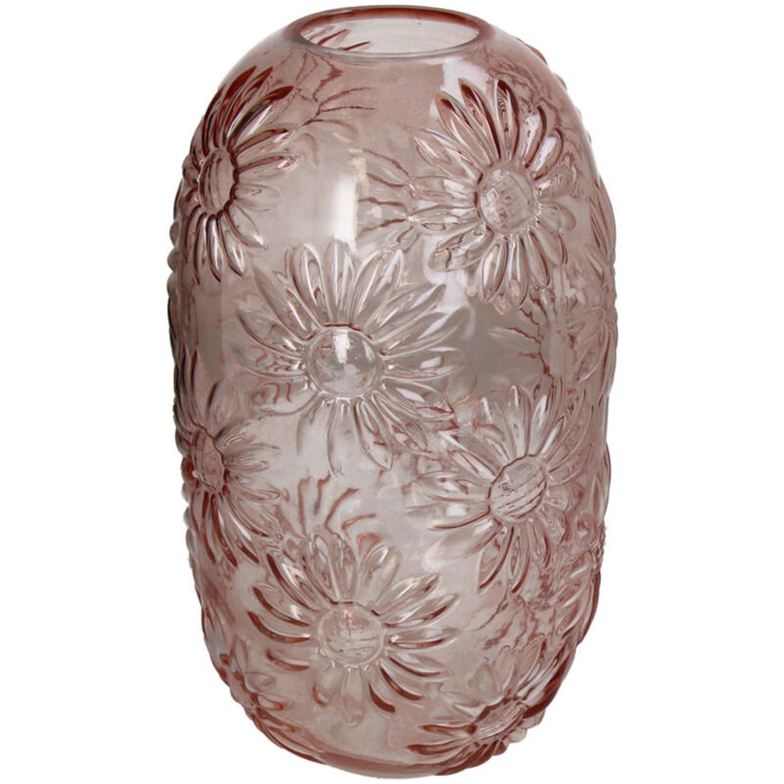 Jarra Vidro Salmão Floreada 34x19cm