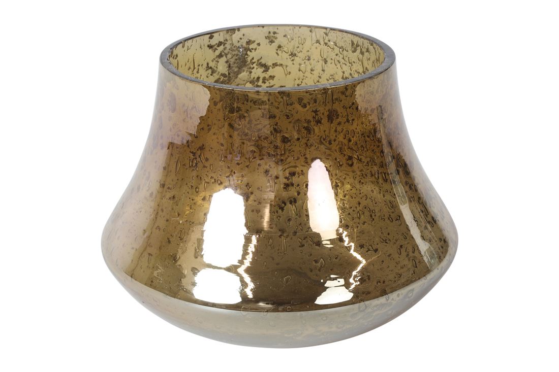 Vaso Vidro Roza Castanho c/Padrão 13,5x18cm