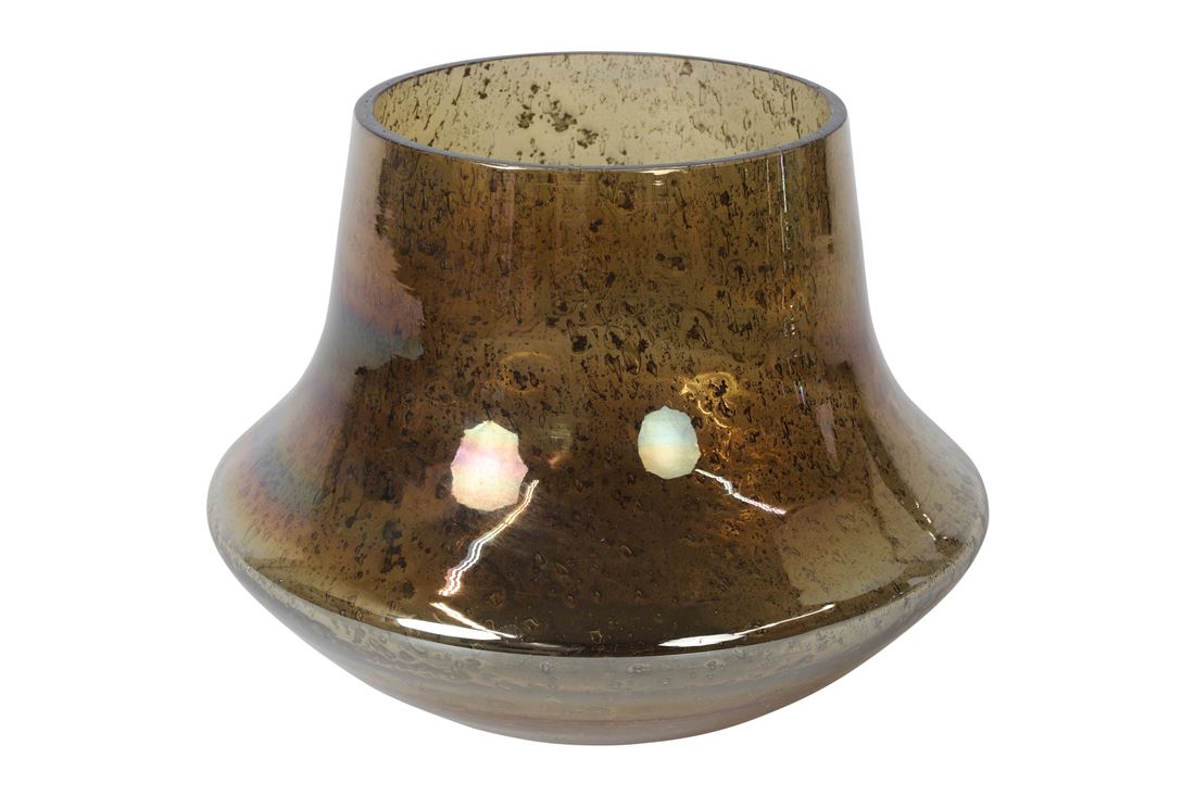 Vaso Vidro Roza Castanho c/Padrão 18x23cm