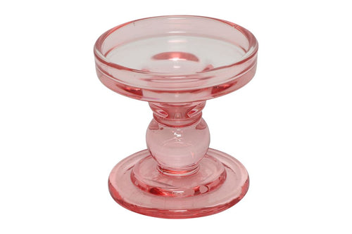Castiçal Vidro Cleo Rosa 8.5cm