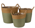 Conjunto Cestos Corda Natural/Verde 3pc