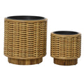 Floreira Vime Redonda c/Vaso Preto 43x45cm
