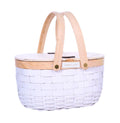 Cesto Vime Oval Branco c/Asa & Tampas 28x26cm