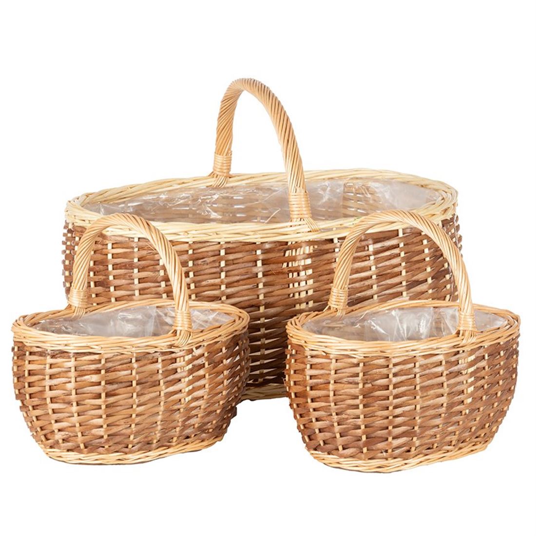 Cesto Vime Oval Castanho/Natural 20x25cm