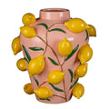 Jarra Rosa Claro c/Limões Amarelos 38x35cm