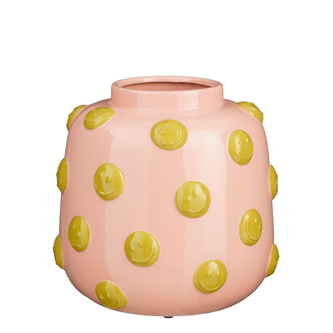 Vaso Cerâmico Smiley Rosa 28x28.5cm