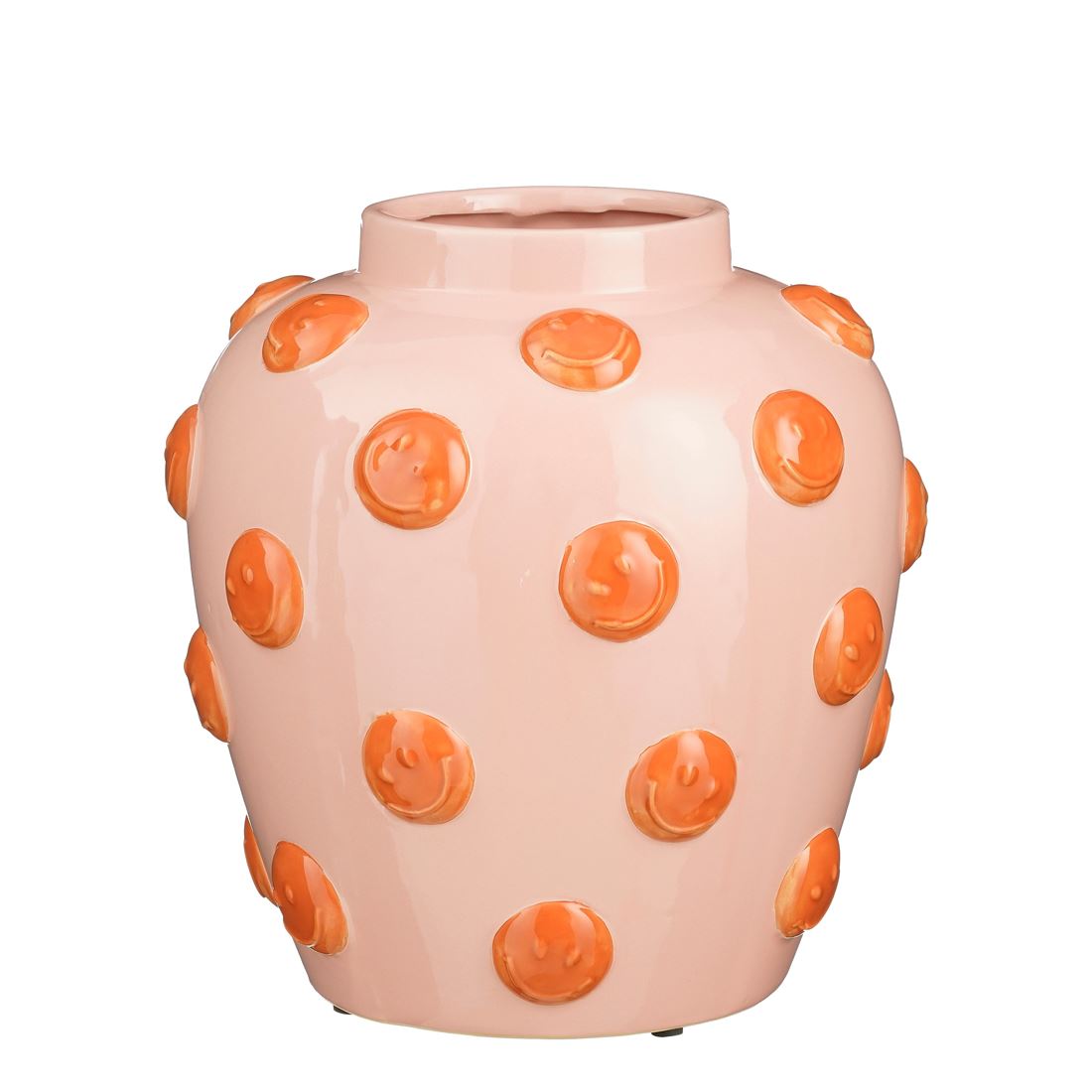 Vaso Cerâmico Smiley Rosa Claro 32.5x30cm