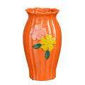 Vaso Cerâmico Cali Laranja c/Flor Embutida 26cm