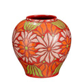 Vaso Isabelle Vermelho c/Flores Rosa 28cm