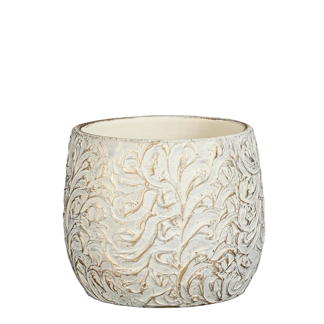 Vaso Cerâmico Arthur Branco/Ouro 15x20cm