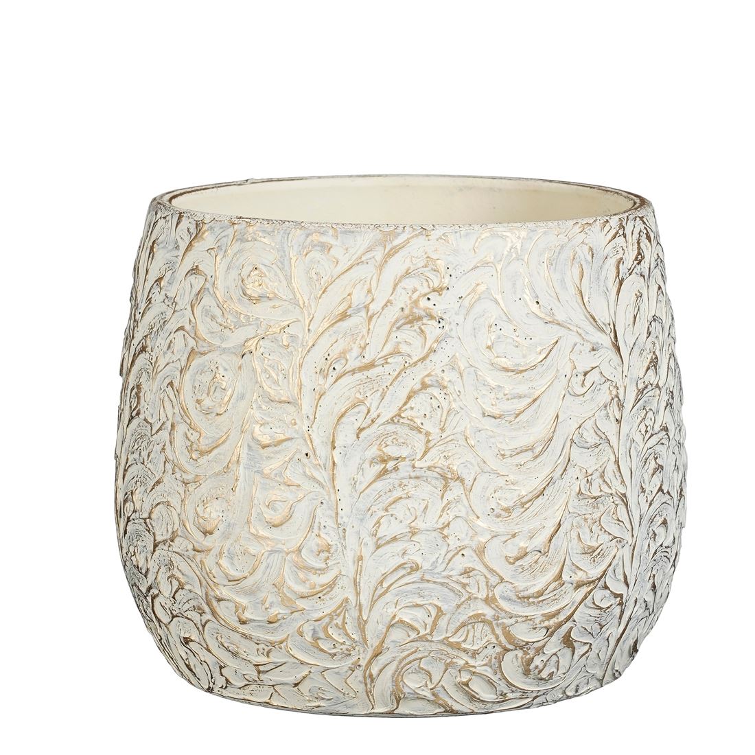 Vaso Cerâmico Arthur Branco/Ouro 20x26cm