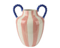 Vaso Cerâmico Rosa/Branco c/Alças Azuis 23x32.5cm