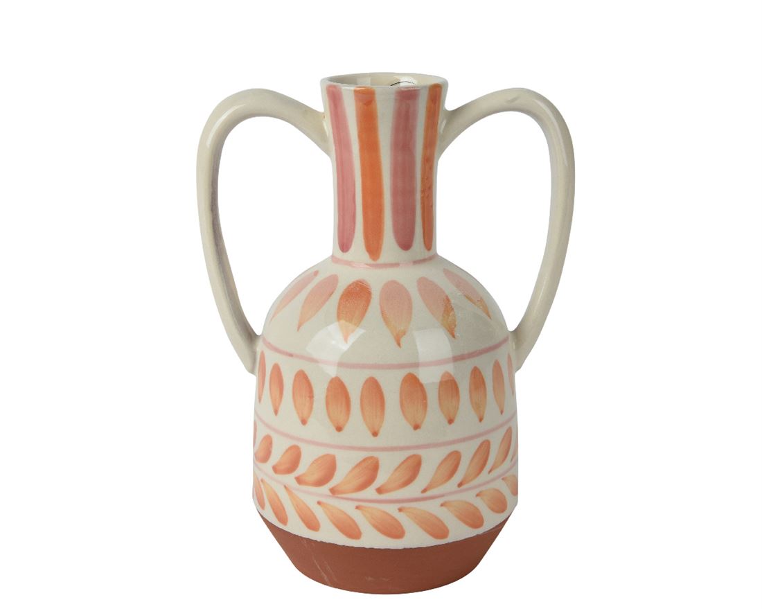 Jarra Terracota Branco/Cores 19x24cm