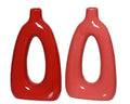 Jarra Cerâmica Aberta Vermelho/Rosa 18x32cm