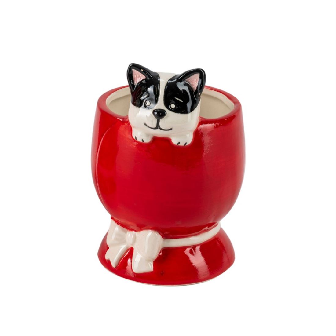 Vaso Cerâmico Vermelho Gatinha 8x11cm