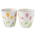 Floreira Cerâmica c/Tulipas Desenhadas Sortido 19cm