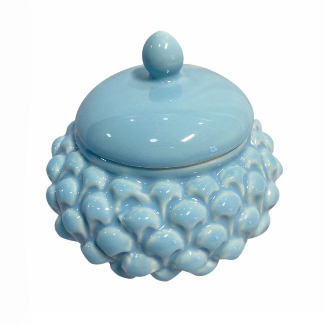 Pote Cerâmica Pinha Azul 14x10cm