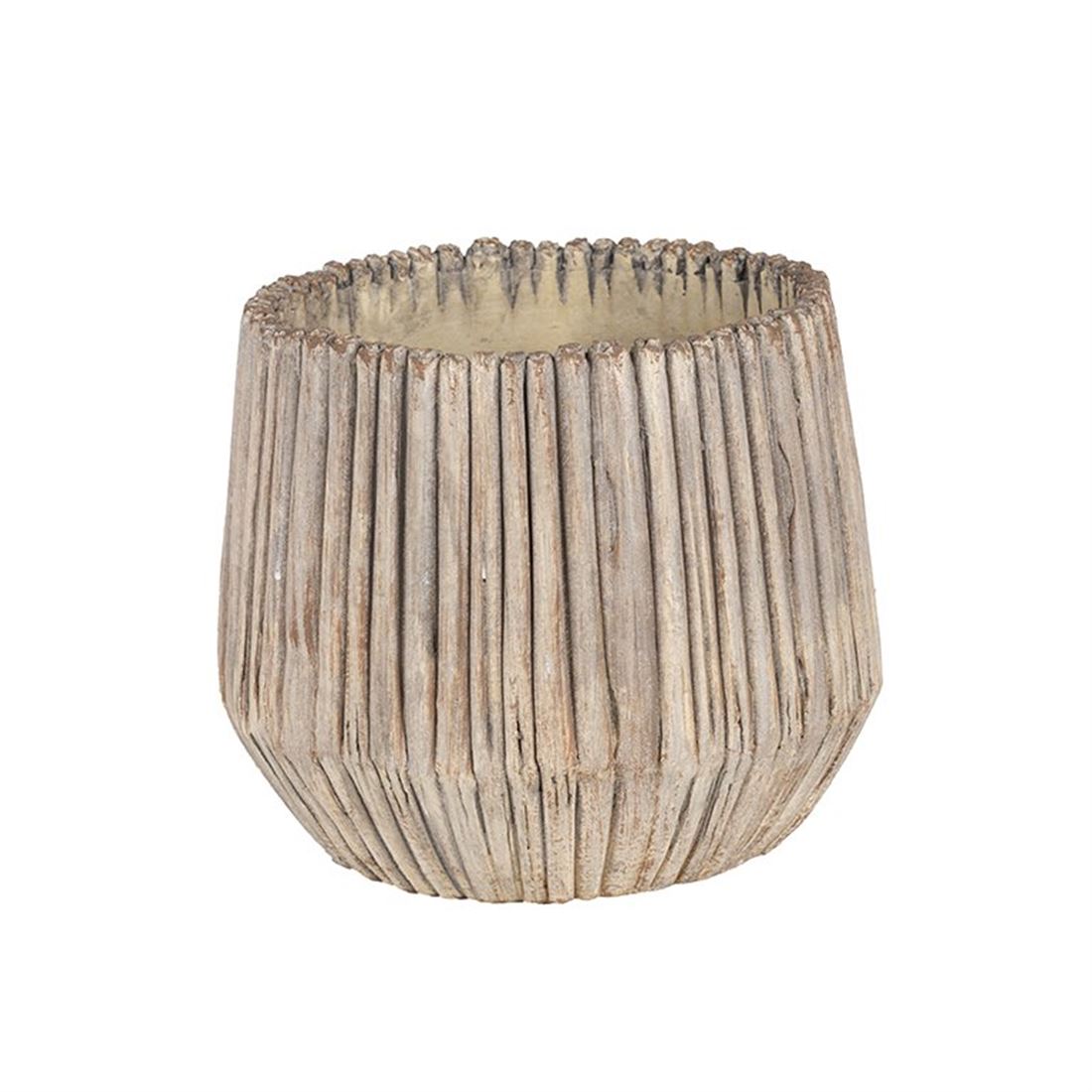 Floreira Cerâmica Castanho c/Riscas 18x16cm