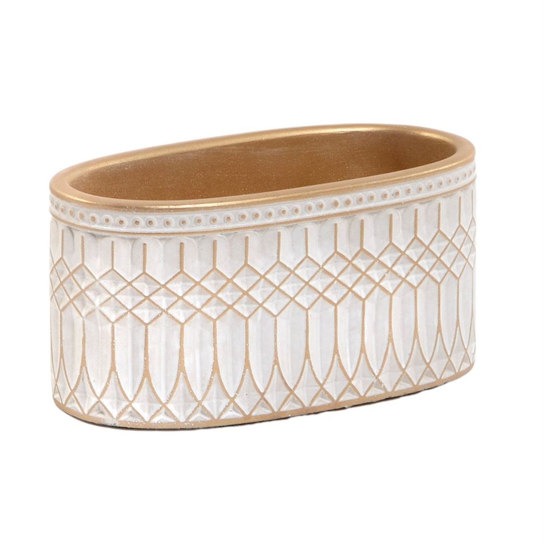 Vaso Oval Terracota Champ./Ouro 10x20cm