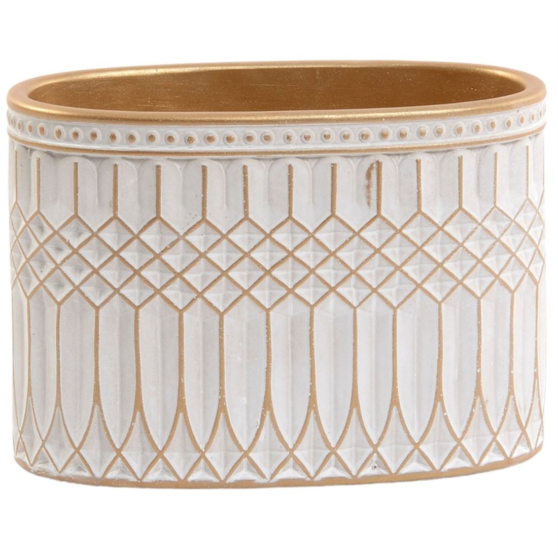 Vaso Oval Terracota Champ./Ouro 16x23cm