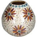 Vaso Capiz Branco Mosaicos 20x21cm