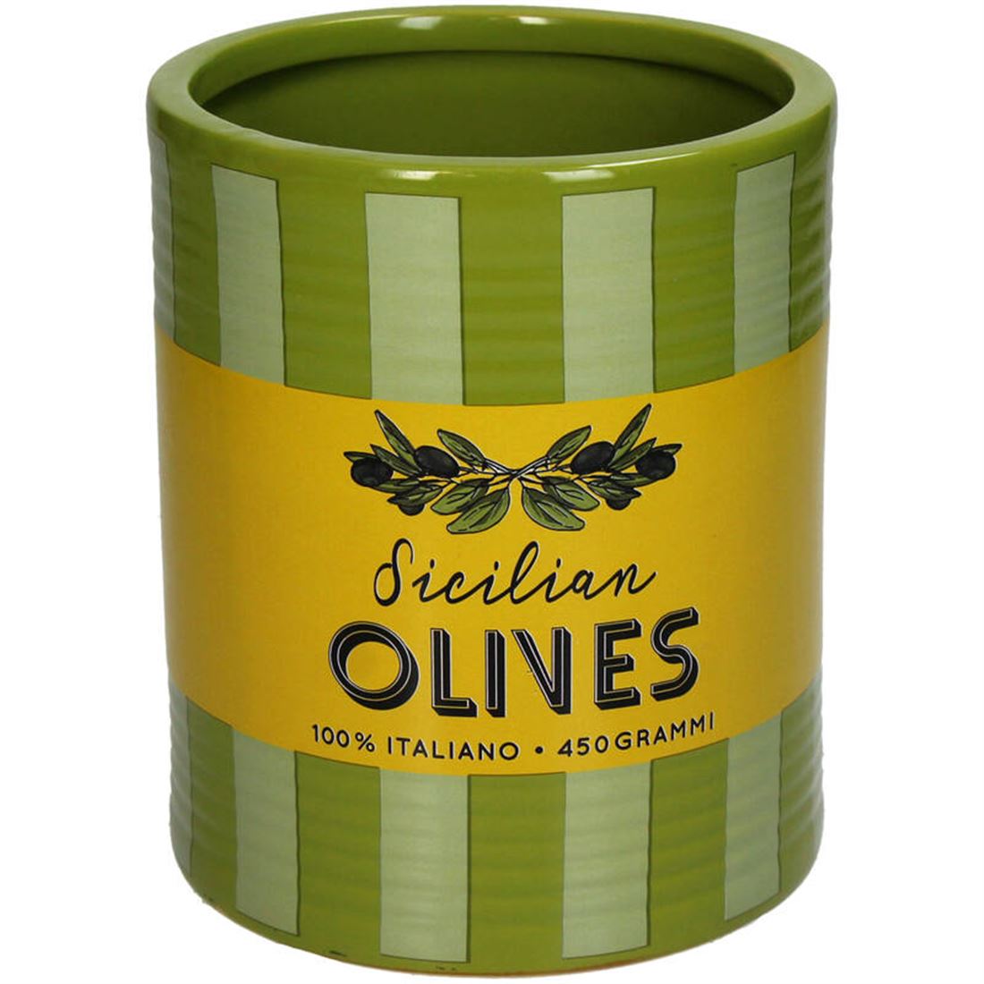 Vaso Cerâmico Olives Verde/Amarelo 15x13cm