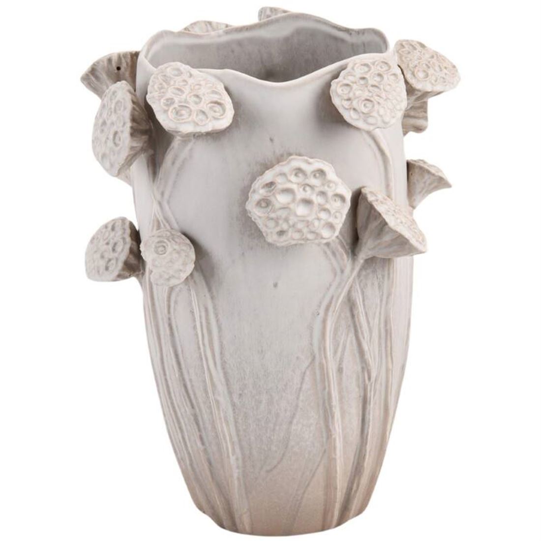 Jarra Cerâmica Lotus Branca 51x36x35cm