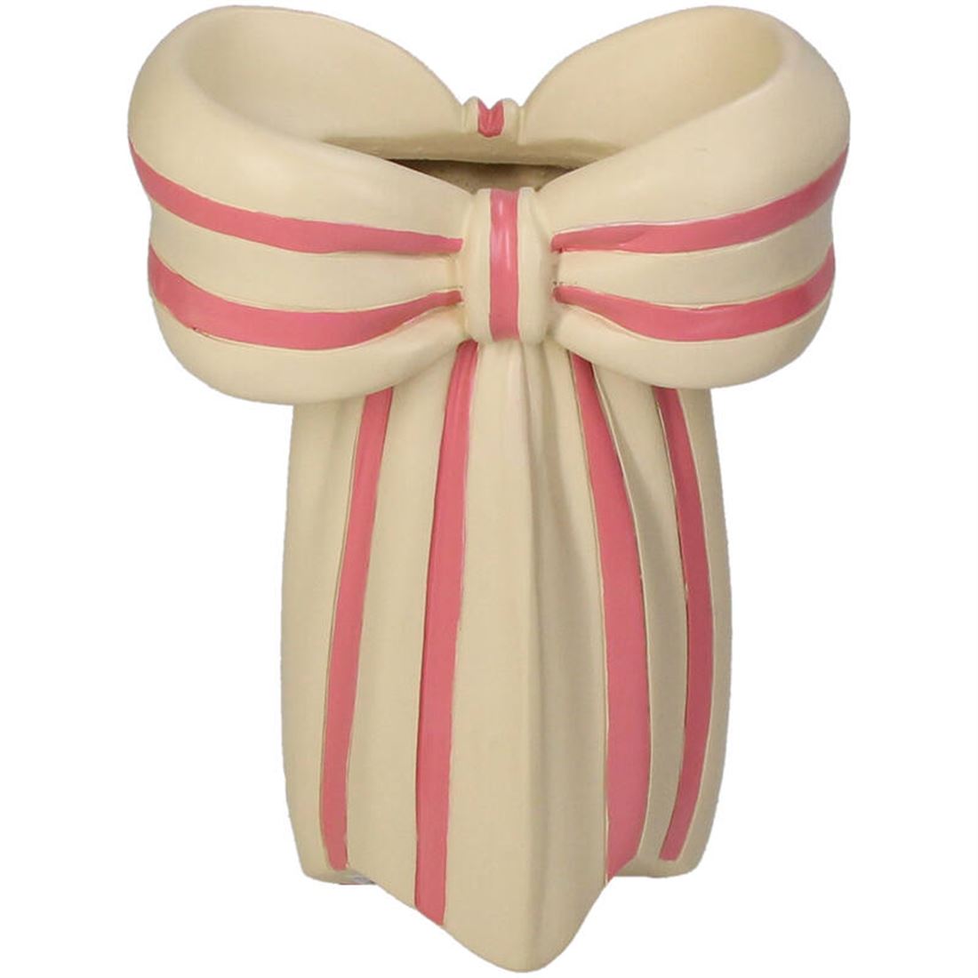 Jarra Cerâmica Bow Branco/Rosa 19x14cm