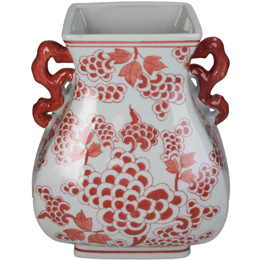 Jarra Porcelana Clássica Branca/Vermelha 30x25cm