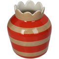 Jarra Cerâmica c/Riscas Laranja/Bege 18x14cm