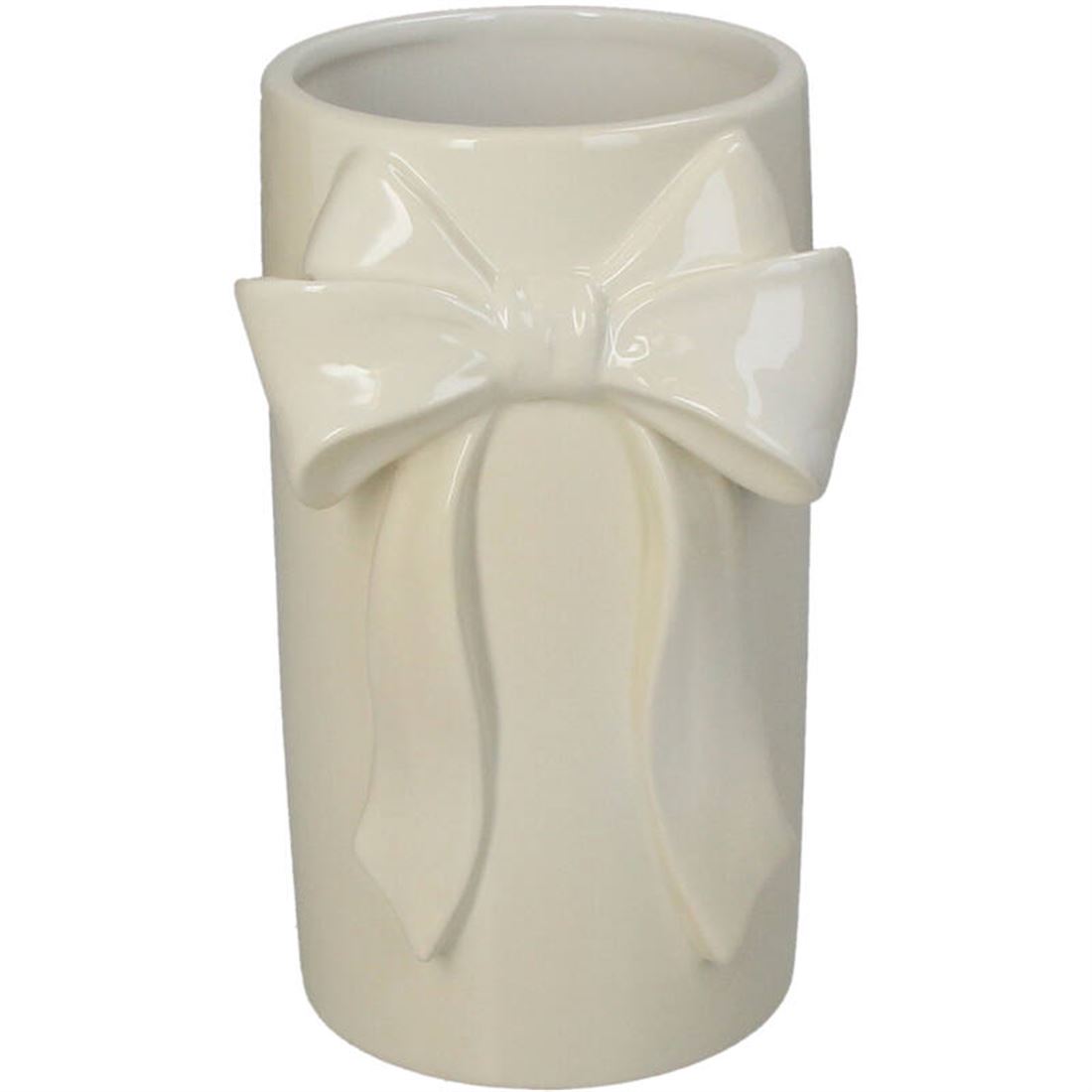 Jarra Cerâmica c/Laço Embutido Branco Sujo 19x11cm