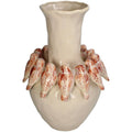 Jarra Cerâmica Bege c/Pássaros Embutidos 41x28cm