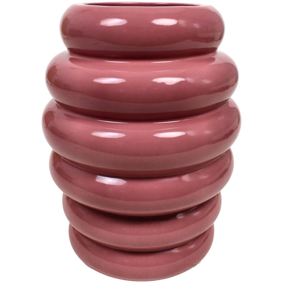 Vaso Cerâmico Fine Discos Rosa 37x29cm