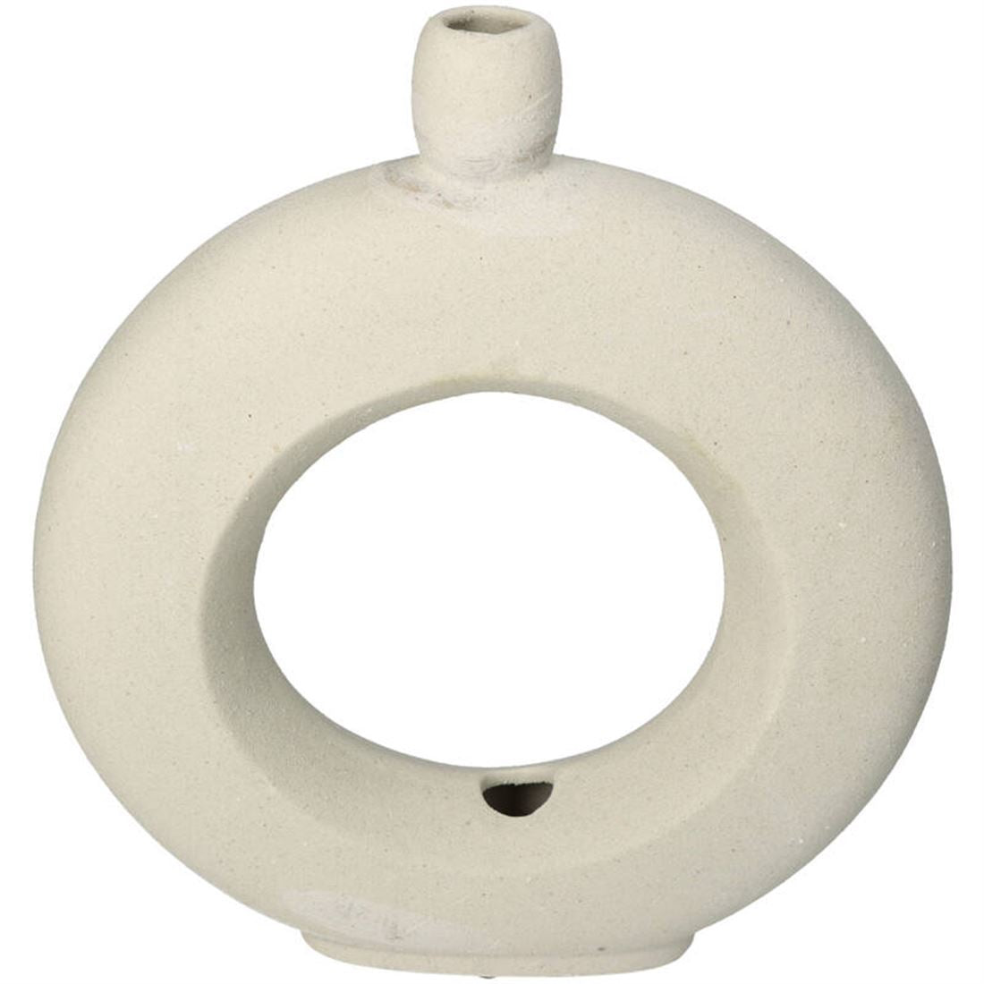 Jarra Cerâmica Redonda Ecru Bege 30x25cm
