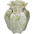 Vaso Cerâmico Pétalas Verde 11x10x15cm