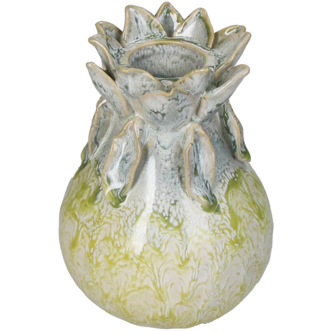 Vaso Cerâmico Pétalas Verde 11x11x15cm