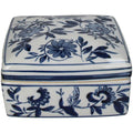 Caixa Porcelana Branco Floreado Azul 12x19cm