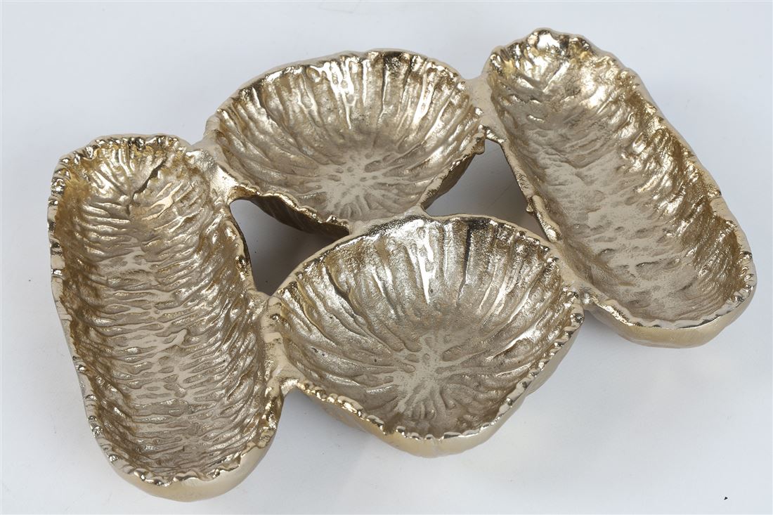Prato Hadrian c/4 Divisões Dourado 23,5x20cm