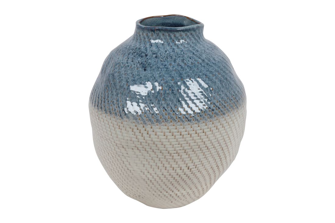 Vaso Cerâmica Alban Azul 30cm