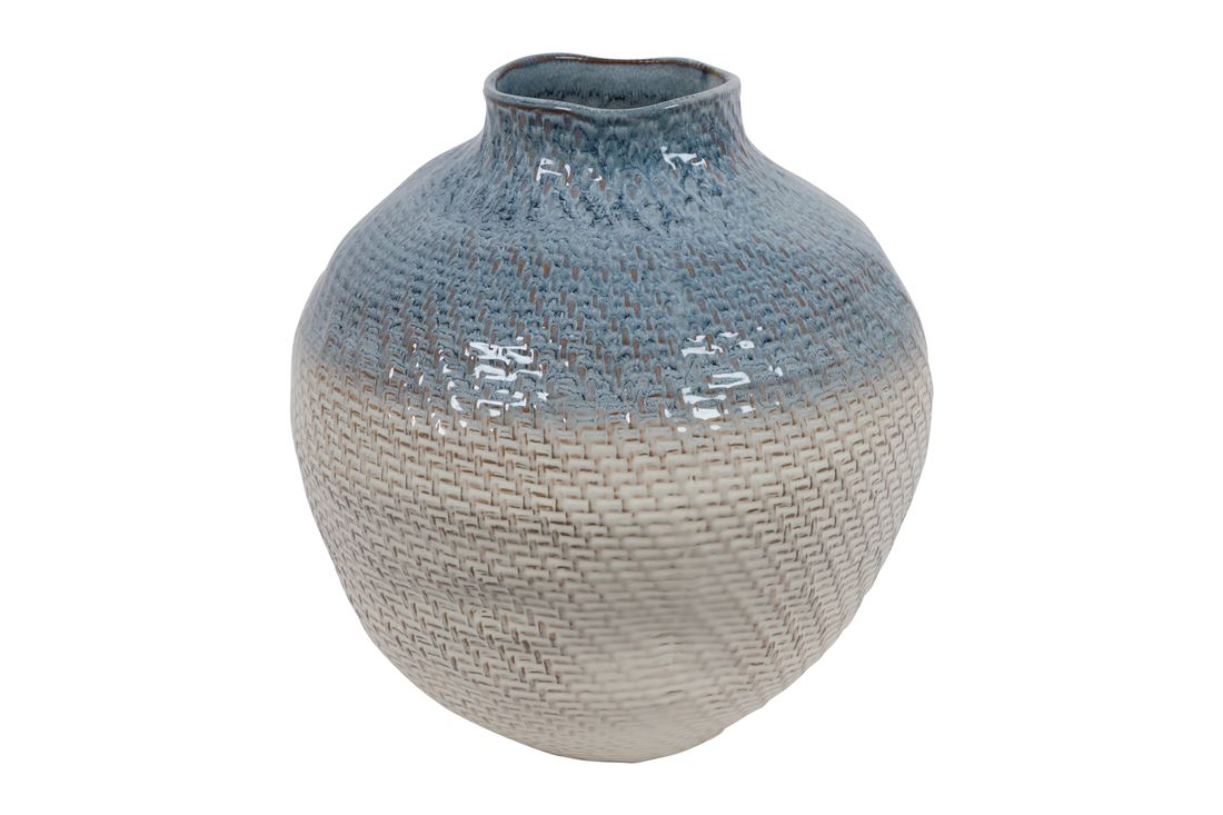 Vaso Cerâmica Alban Azul 26x31cm