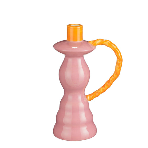 Candelabro Viva c/Asa Rosa Claro 27x14x9cm