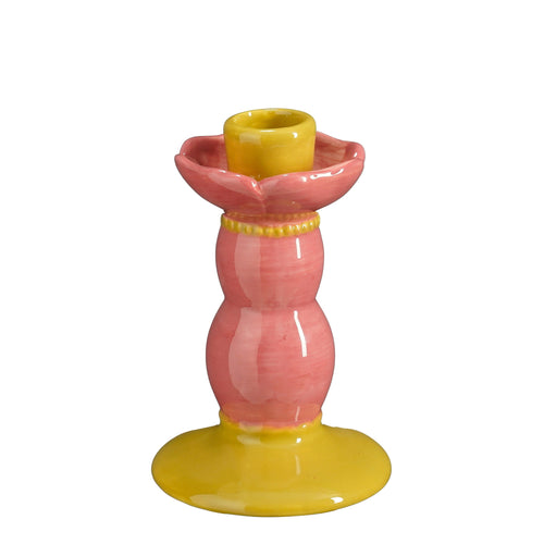 Candelabro Dion Rosa/Amarelo 14x9cm