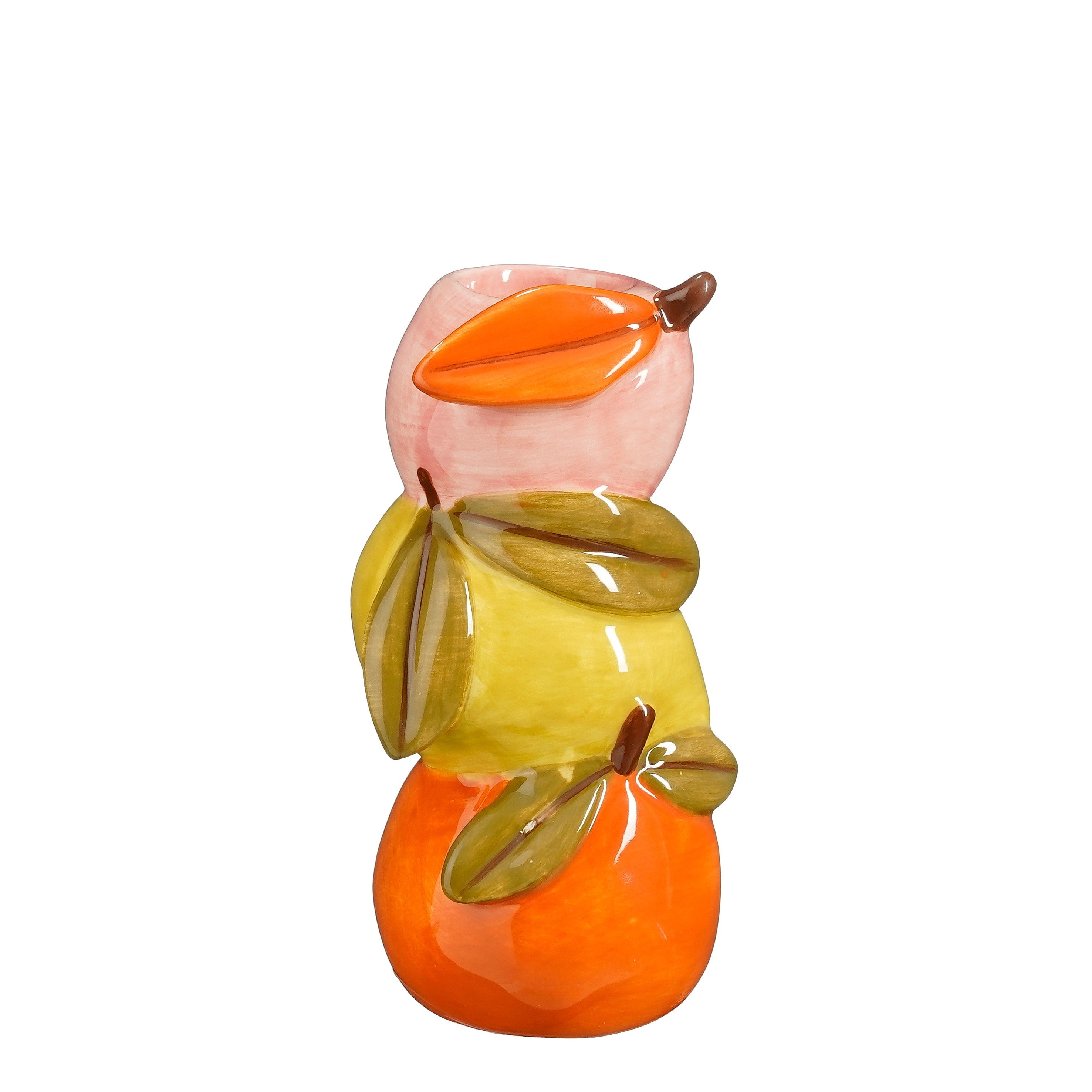 Candelabro Fruits Rosa/Amarelo/Laranja 12x6cm