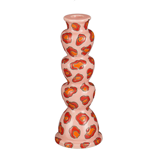 Candelabro Zarah Rosa c/Padrão 27x10cm